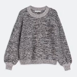 Heathered Black and White Crew Neck Sweater